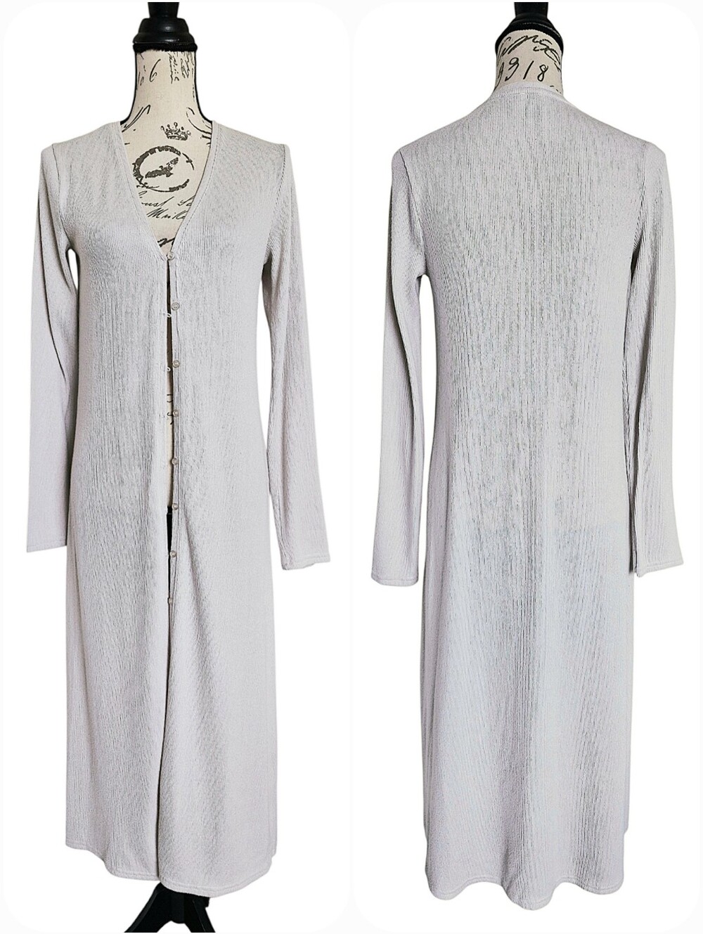 Zara long knit duster Button cardigan sweater Size S Cream Minimalist Casual